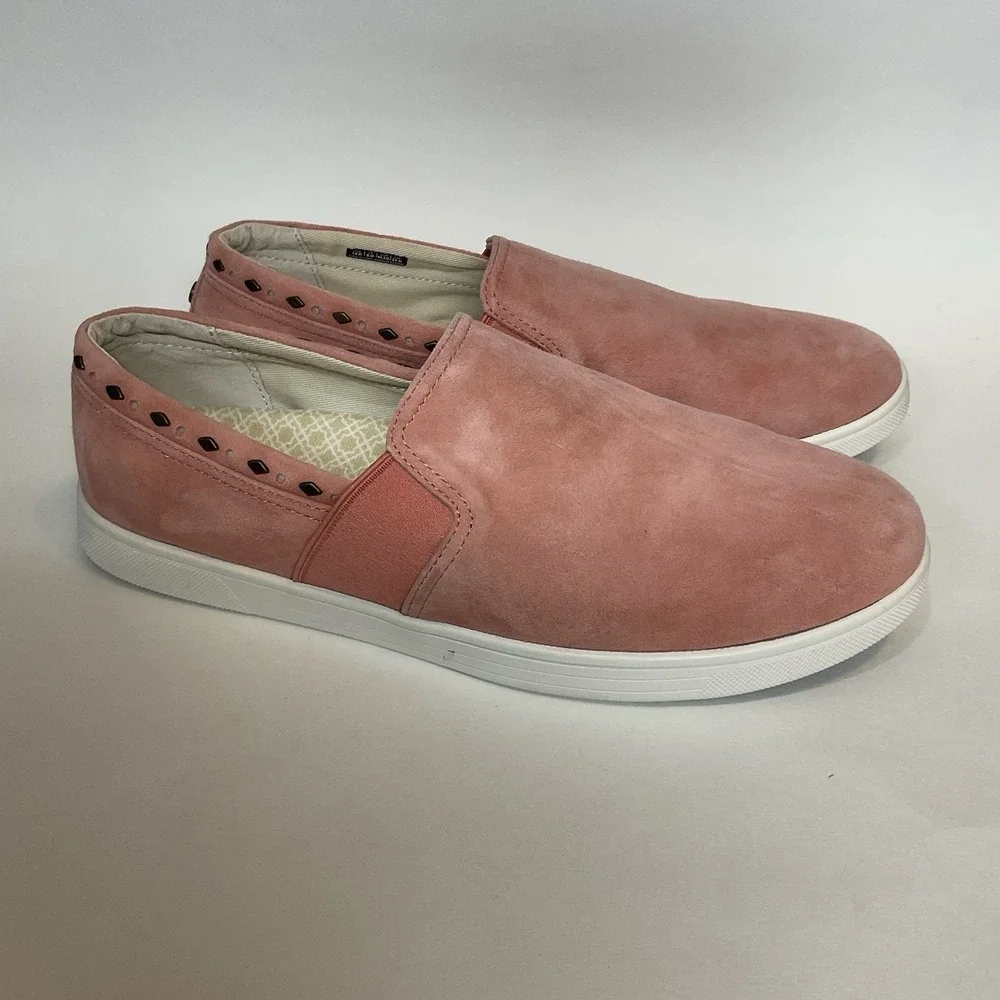 Spenco Shoes‎ Womens 10 D Santa Barbara Rivet Sneakers Slip On Pink Suede Casual